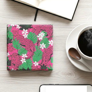 Posavasos De Piedra Bold Hot Pink Leopard Tropical Jungle Sin Costuras