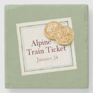 Posavasos De Piedra Boleto de Tren Alpino Verde