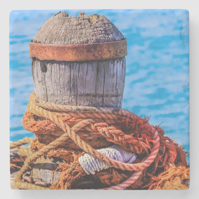 Posavasos De Piedra Bollard de amarre antiguo (Anverso)