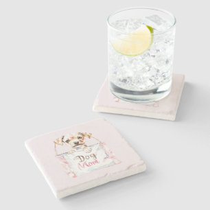 Posavasos De Piedra Bolso de Mamá Perro Rosa Rubor