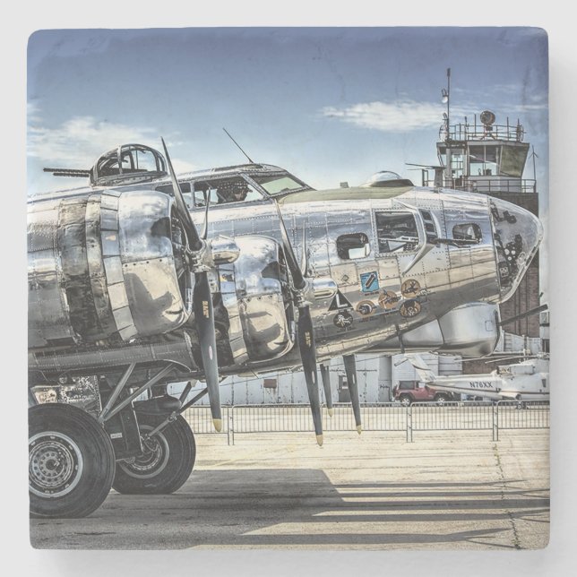 Posavasos De Piedra Bombardero clásico b-17 wwii (Anverso)