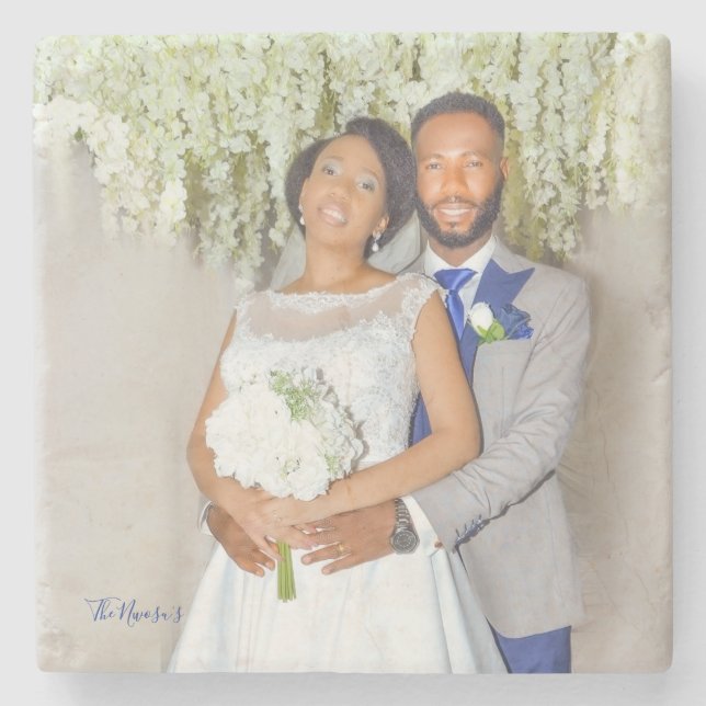 Posavasos De Piedra Bonita foto Boda (Anverso)