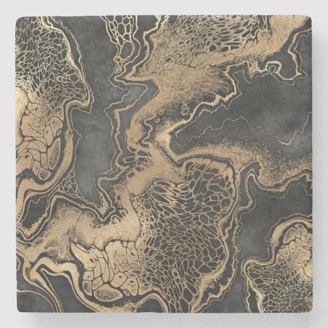Posavasos De Piedra Bonito de Mármol de oro negro (Anverso)