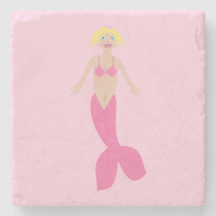 Posavasos De Piedra Bonito Fantasía rosa Mermaid