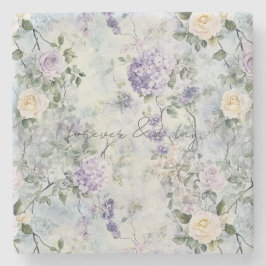 Posavasos De Piedra Bonito Lavanda Morado Boda Floral Rosas Blancas