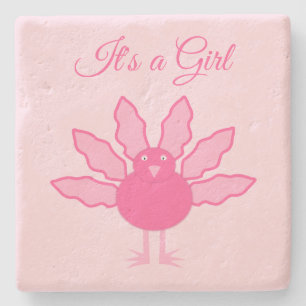 Posavasos De Piedra Bonito Niña Bebé Rosa Agradecimiento Personalizado