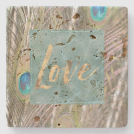 Posavasos De Piedra Bonito Peacock Feeds Gold Love