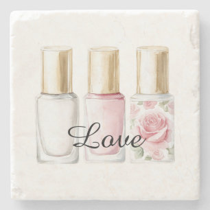 Posavasos De Piedra Bonito Rosa Rubor color rosa floral Nail Polaco