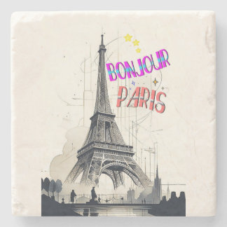 Posavasos De Piedra Bonjour Colorido París