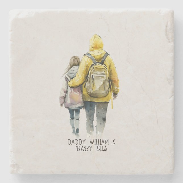 Posavasos De Piedra Bono padre y hija (2) (Anverso)