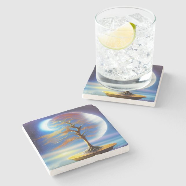 Posavasos De Piedra bonsái paisaje lunar (Lateral)