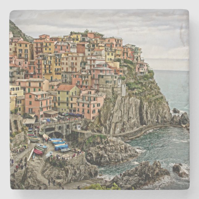 Posavasos De Piedra Borde de Italia - Manarola - escayola de piedra (Anverso)