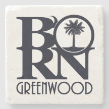 BORN Greenwood South Carolina Stone Coaster