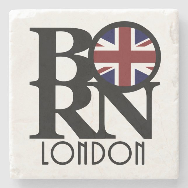 Posavasos De Piedra BORN Londres (bandera del Reino Unido) (Anverso)