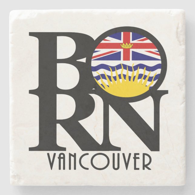 Posavasos De Piedra BORN Vancouver (Bandera BC) (Anverso)