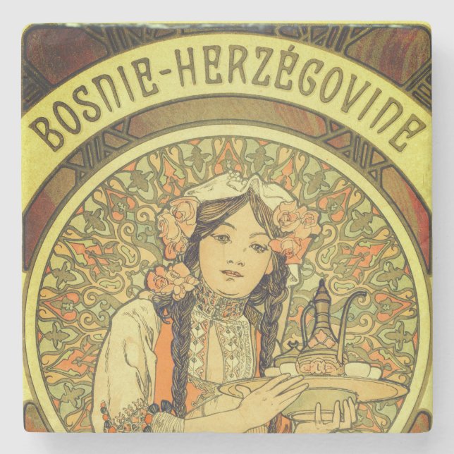 Posavasos De Piedra Bosnia y Herzegovina por Alphonse Mucha 1900 (Anverso)