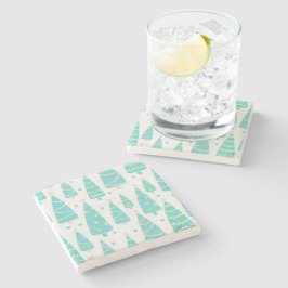 Posavasos De Piedra Bosque de árboles de Navidad Pastel