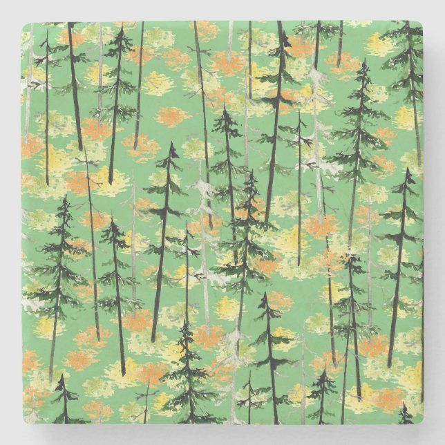 Posavasos De Piedra Bosque de Otoño: Belleza Natural sin Marea (Anverso)