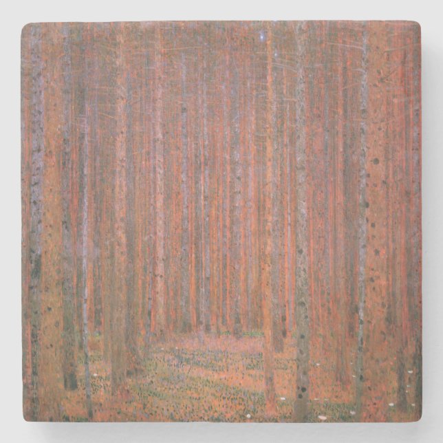 Posavasos De Piedra Bosque Fir Tree (por Gustav Klimt) (Anverso)