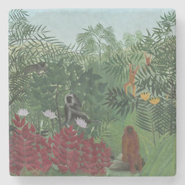 Posavasos De Piedra Bosque tropical con simios y serpientes (Rousseau)