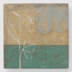 Posavasos De Piedra Bosquejo floral con el Wildflower y las plantas