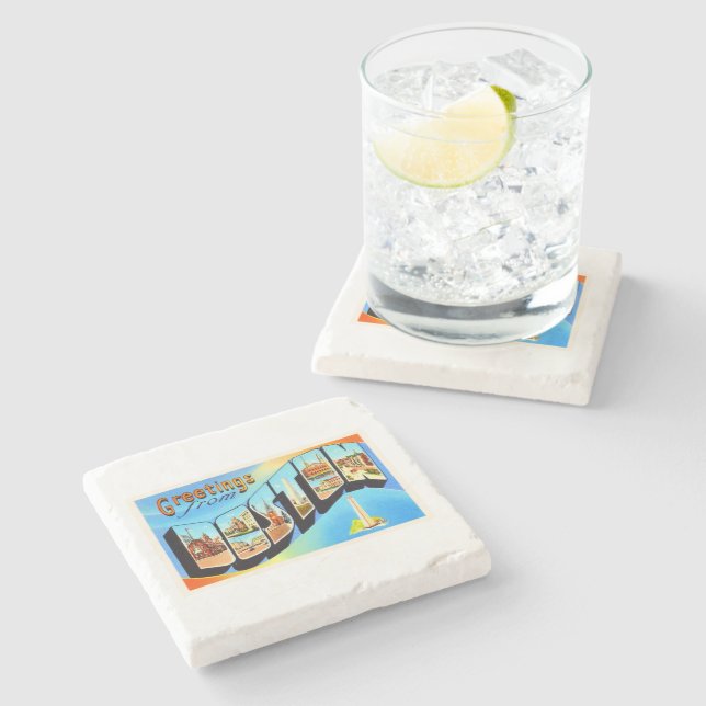 Posavasos De Piedra Boston Massachusetts MAMÁES recuerdo de viajes vin (Lateral)