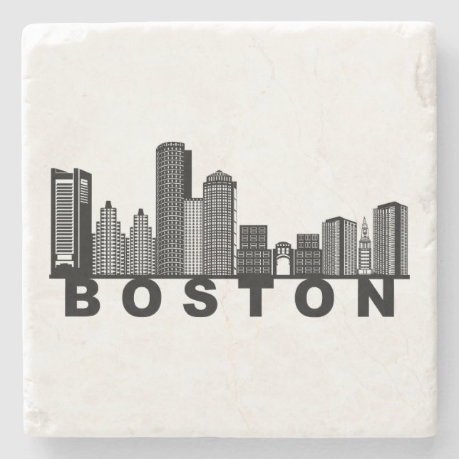 Posavasos De Piedra Boston Skyline Silhouette  (Anverso)