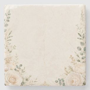 Posavasos De Piedra Botánico Elegante en Papel Vintage Hecho a Mano