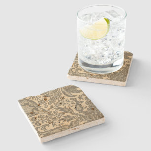 Posavasos De Piedra Botánico Sepia Marrón Vintage William Morris