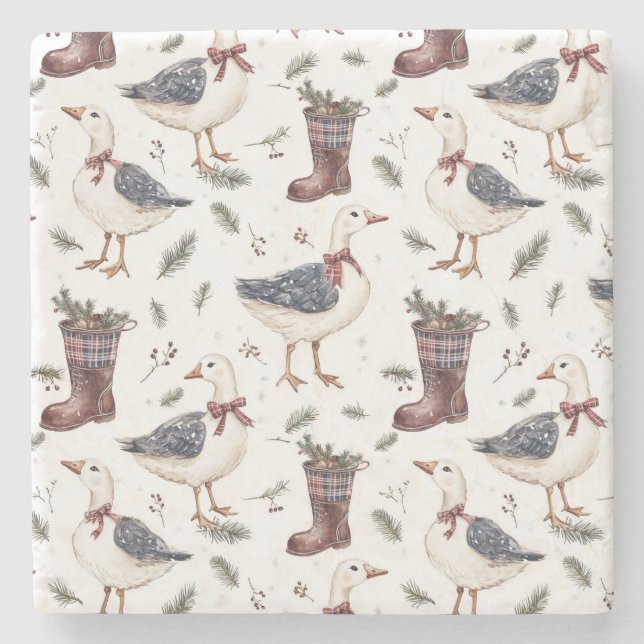 Posavasos De Piedra Botas de Campo de Navidad de Ganso (Anverso)