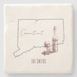 Posavasos De Piedra Botella de vino del estado de Connecticut