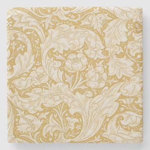 Posavasos De Piedra Botón de soltero floral de oro de William Morris