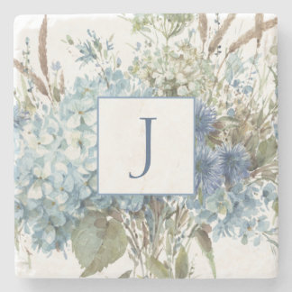 Posavasos De Piedra Bouquet Bohemiano Floral Azul