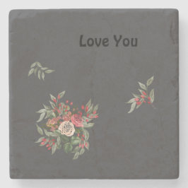 Posavasos De Piedra Bouquet de rosas Stone Coaster