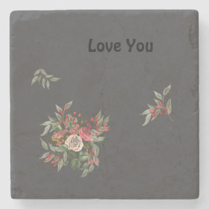 Posavasos De Piedra Bouquet de rosas Stone Coaster