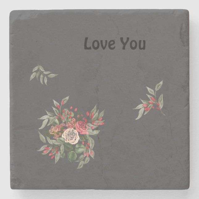 Posavasos De Piedra Bouquet de rosas Stone Coaster (Anverso)