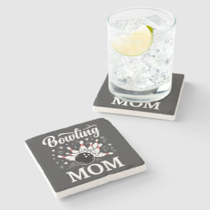 Posavasos De Piedra Bowling Mamá Pins Corazón Divertida Liga Día de la