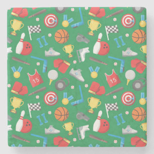 Posavasos De Piedra Bowling, patinaje, tiro con arco, baloncesto, dive