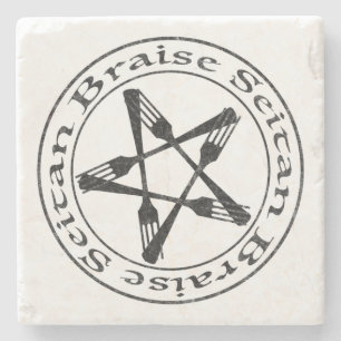 Posavasos De Piedra Braise Seitan Vegan Pentagram (versión oscura)