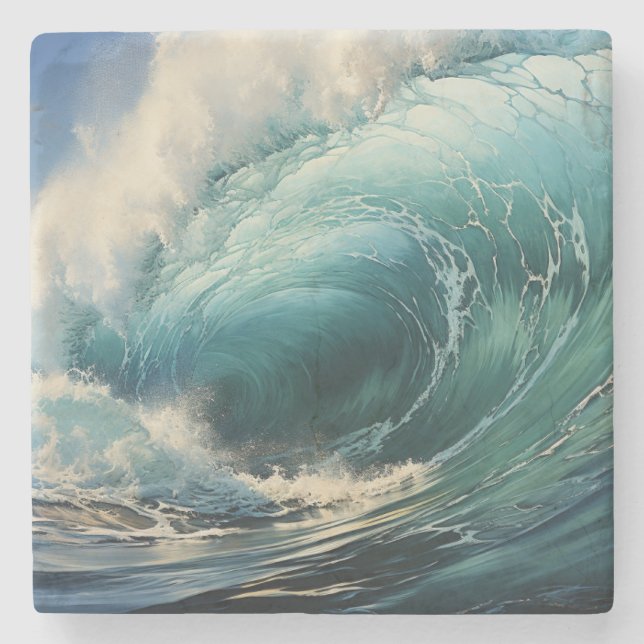 Posavasos De Piedra Breaking Surf Painting (Anverso)