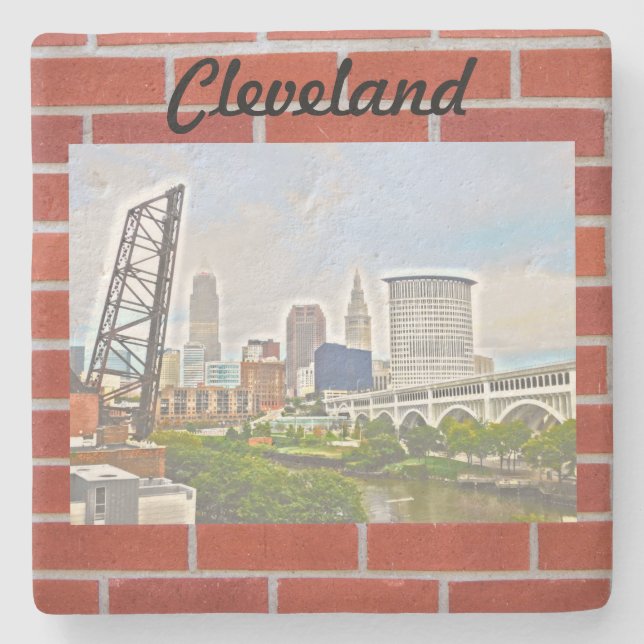 Posavasos De Piedra Bricks Cleveland (Anverso)