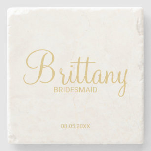 Posavasos De Piedra Bridesmaids personalizadas con guión de oro modern