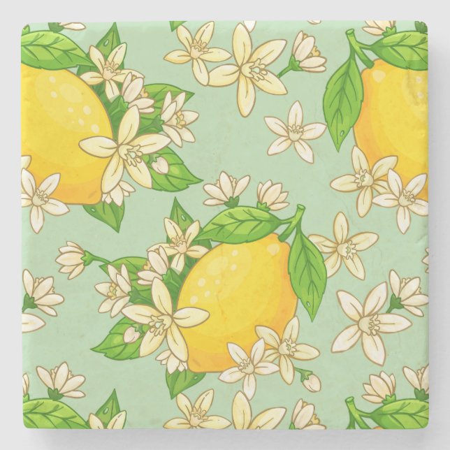 Posavasos De Piedra bright yellow lemons (Anverso)