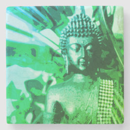 Posavasos De Piedra Brillante Buddha Meditación Zen de Ombre Verde
