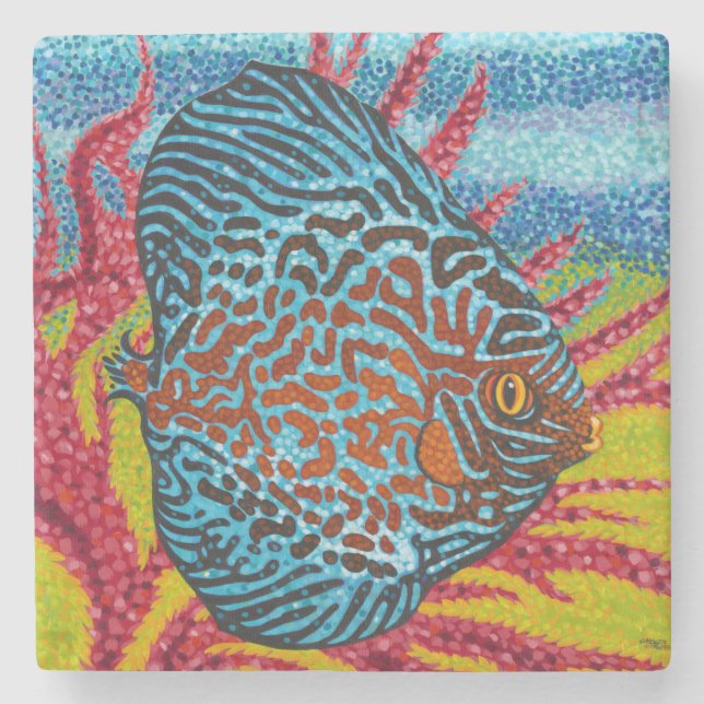 Posavasos De Piedra Brillante pescado tropical II (Anverso)