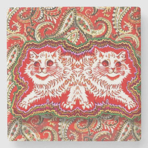 Posavasos De Piedra Brillantes gatos rojos psicodélicos (por Louis Wai