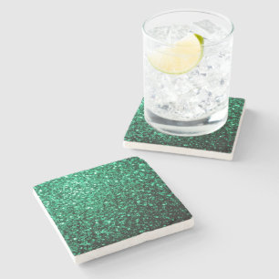Posavasos De Piedra Brillo falso verde esmeralda