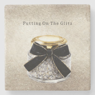 Posavasos De Piedra Brillo Plateado Glitzy Glitter