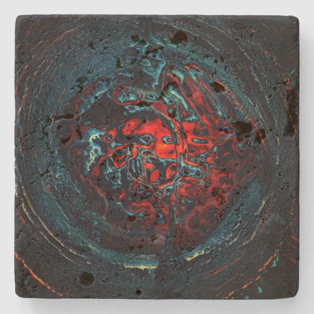 Posavasos De Piedra Brillo rojo del Océano Inferno (Anverso)