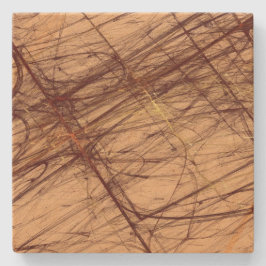 Posavasos De Piedra Brn n Tan Grunge Fractal Square Stone Coaster